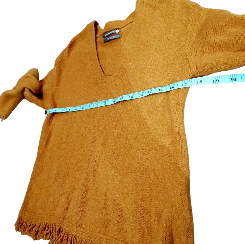 By Anthropologie Joy Fringed V-Neck Alpaca Blend Sweater size XS